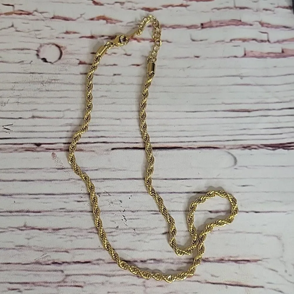 Goldtone Rope Chain 16.5" to 18.5" - Picture 5 of 5